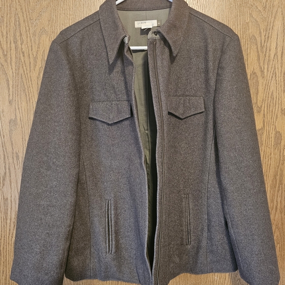 Vintage 90s Mens J Crew Wool Blend Crew Neck Coat Jacket Brown - Picture 2 of 4